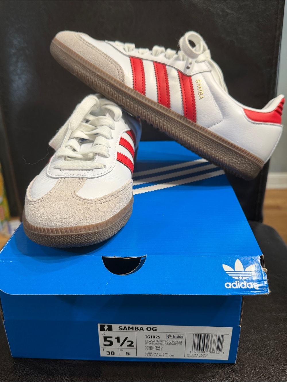 adidas Samba OG White with Red Accents